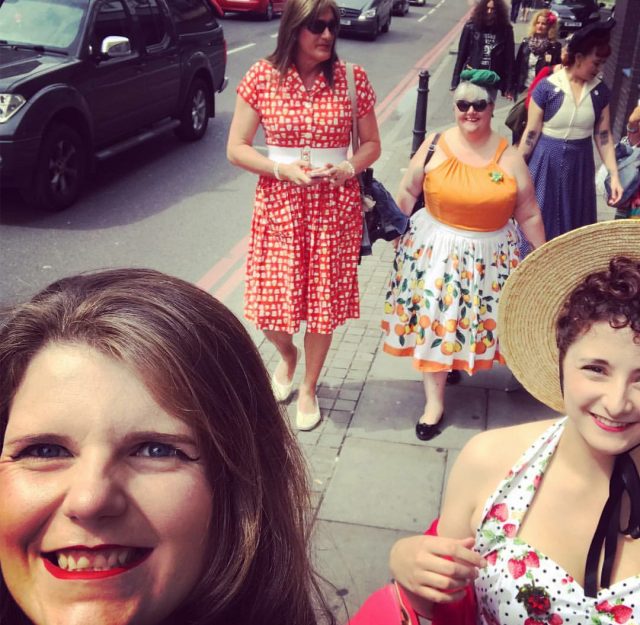 pin up girl clothing, jenny skirt, london, pin up picnic in the park, the british belles, charity event, vintage girls, vintage style, vintage events, barrio shoreditch, yesterdays girls, most marvellous meet ups, turban time