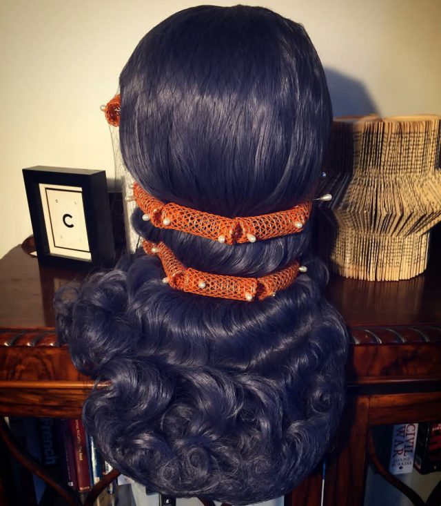 vintage hair, vintage style, wig, custom wig, carl brown hair, vintage wig, hair waves, victory rolls, 