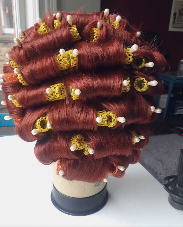 vintage hair, vintage style, wig, custom wig, carl brown hair, vintage wig, hair waves, victory rolls, 