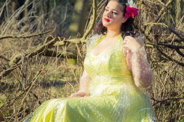 photoshoot, plus size photoshoot, plus size model, plus size modelling, plus size clothing, plus size dress, pin up girl clothing, elements rainwear, vivien of holloway dress, fotopositief photography, abington park, northampton, vintage style clothing, vintage style photoshoot, plus size vintage, vintage rainwear, hair accessories, hair flowers