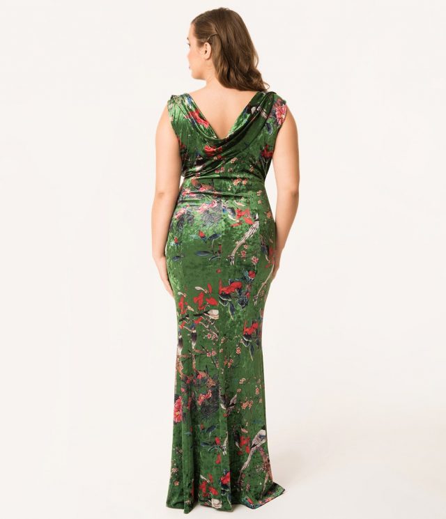 unique vintage, goldwyn dress, plus size gown, plus size dress, plus size fashion, plus size fatshion, plus size style, plus size vintage style, vintage style, bodyposi, bopo warrior, asos curve, asos design curve, green embroidered midi dress, ASOS plus size dress, Pandora necklace, irregular choice shoes,