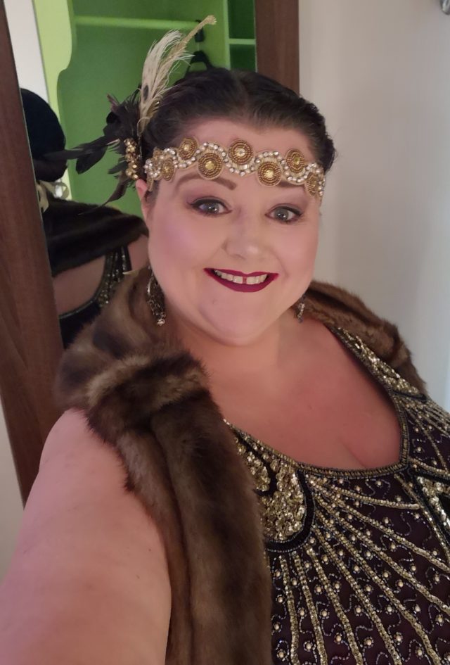 The Bouverie Saloon, The Roaring Twenties, Speakeasy, Gin Joint, Opening Night, Miss Em, Coco Nobel, The Gin Lady, Plus Size Vintage, Plus Size Flapper, Gatsby Lady, Plus Size Clothing, Plus Size Evening wear, Plus Size Adventures, Vintage Style, Vintage clothing, Beaded Flapper Dress, Size 26 Style