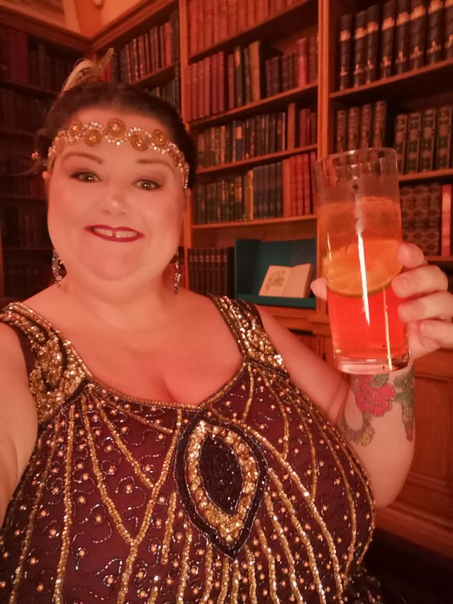 The Bouverie Saloon, The Roaring Twenties, Speakeasy, Gin Joint, Opening Night, Miss Em, Coco Nobel, The Gin Lady, Plus Size Vintage, Plus Size Flapper, Gatsby Lady, Plus Size Clothing, Plus Size Evening wear, Plus Size Adventures, Vintage Style, Vintage clothing, Beaded Flapper Dress, Size 26 Style