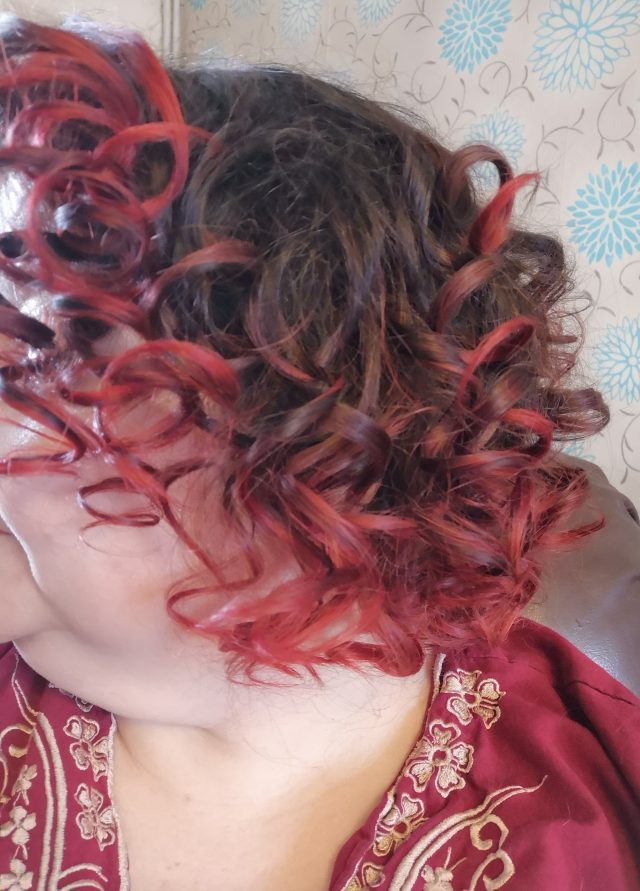 Q.L Salon, Q.L Aesthetics, Rainbow Hair, Vermillion Red, Naturally Curly, Crazy Colors, Semi-Permanent Dye, Home Dyeing, Babylis Curl Secret, Vintage Hair Styles, Vintage Brush Out, Vintage Swoop, Vintage Girl, Plus Size Girl, Plus Size Fashion, Plus Size Clothing, Plus Size Fatshion, PS Blogger