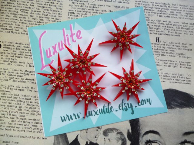 luxulite, luxulite brooch, luxulite earrings, luxulite bangles, fakelite, acrylic jewellery, vintage style jewellery, vintage jewellery, repro jewellery, 