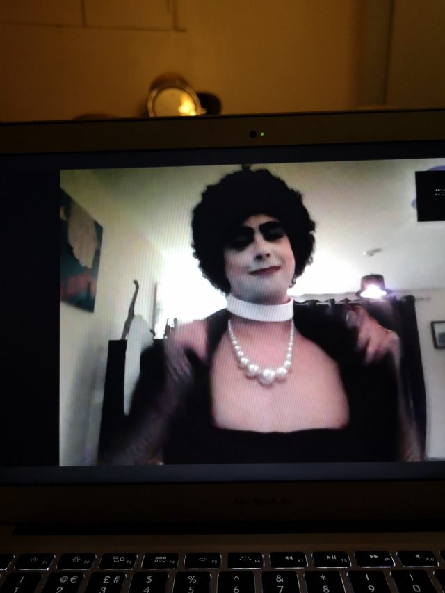 murder mystery, online murder mystery, zoom games, zoom meeting, Ginger Schnapps, Blanche Batters, Halloween, Halloween Games, Halloween Murder Mystery, Rocky Horror Picture Show, Frank n Furter, LGBT+ Pride