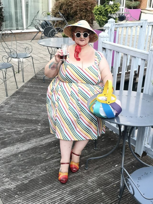 Collectif, Collectif Clothing, Collectif X Modcloth, Modcloth, Plus Size Fashion, Plus Size Clothing, Plus Size Vintage, Plus Size Style, Size 26 Style, Rainbow Dress, Jill Rainbow Dress, Lulu Hun Shoes, Lulu Hun Bag, Giada Shoes, Tonya Shoes, Lily Shoes, Vintage Hat, Vintage Millinery, Vintage Sunglasses, Bow and Crossbones, Bow and Crossbones Bangles, Bangle Stack, Lucite Jewellery, Lucite Bangles, Lucite Earrings, Stratford Upon Avon, Shakespeare Country, RSC, A Comedy of Errors, 
