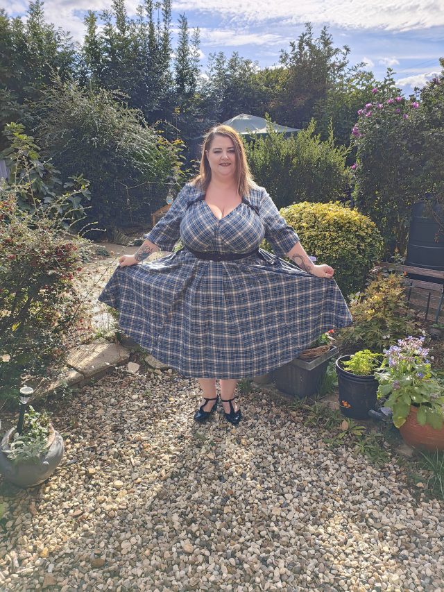 Plus Size Dress, Plus Size Clothing, Plus Size Blogger, Plus Size Style, Size 26 Style, Miss Candyfloss Clothing, Work Wear, Office Dress, Smart Casual Plus Size Clothing, Tartan Dress, Swing Dress, Boho Chic Clothing 